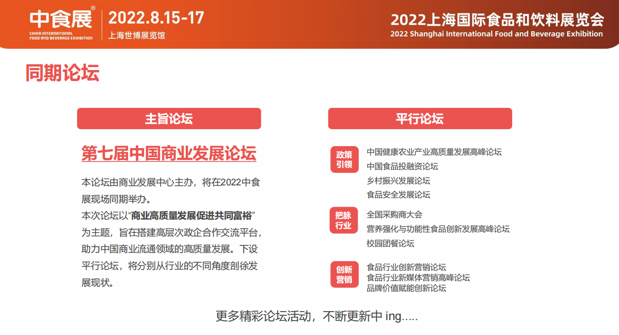 2022中食展---同期论坛