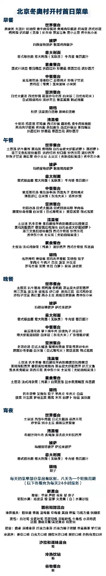 冬奥会的食品菜单你看了吗？看完我惊呆了
